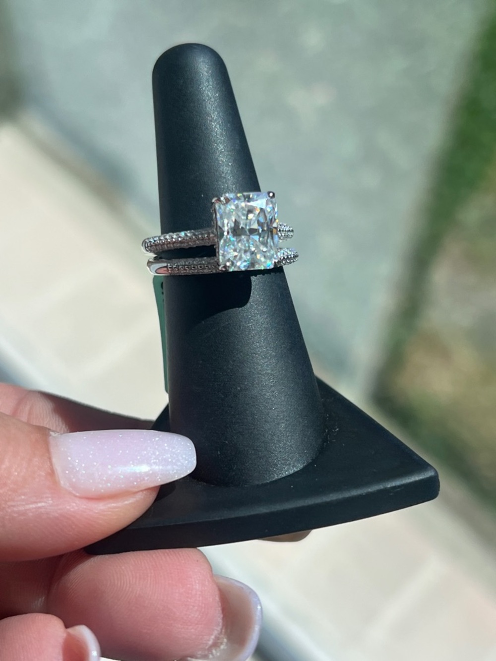 5.3CT Cushion-Cut MOISSANITE Bridal Ring Set in 925 Sterling
